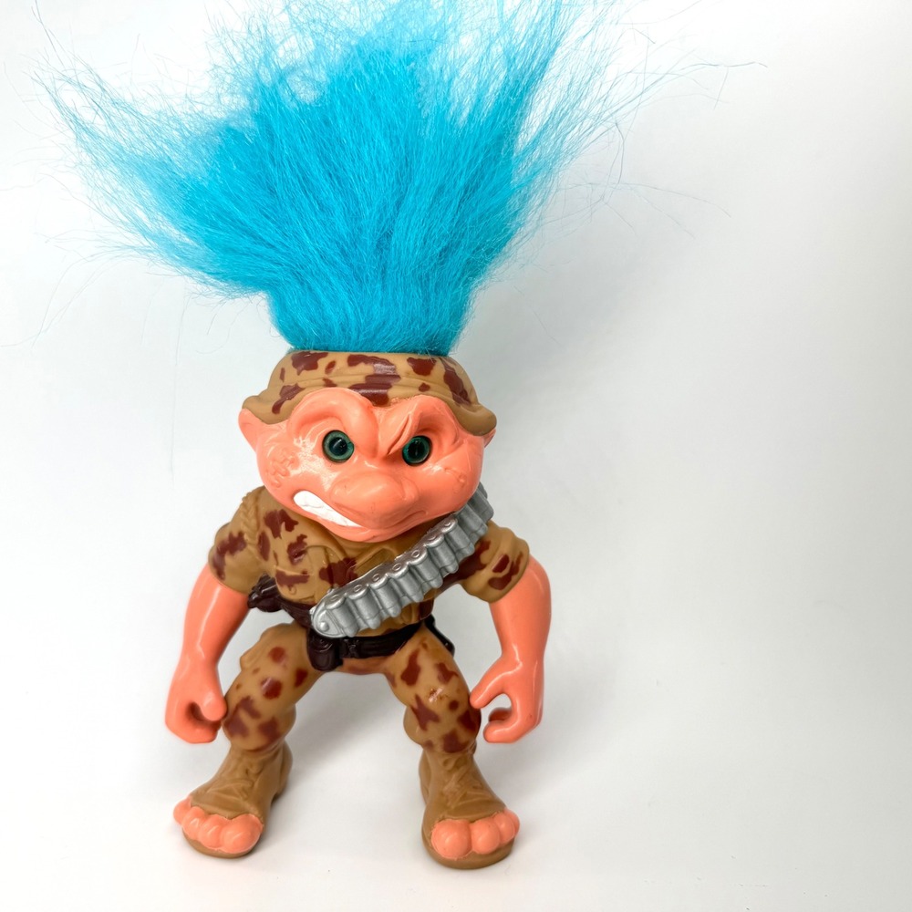 Hasbro Battle Trolls General Grime Figure 1992 Blue Hair Camo Excellent
